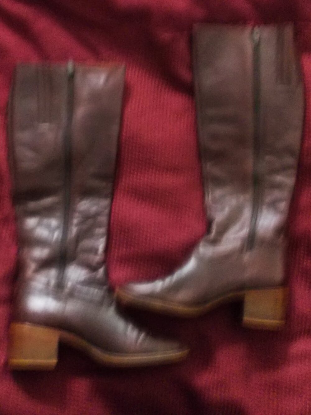 Red Hot Brown Leather Heeled Boots Made in Brazil Size 9 M